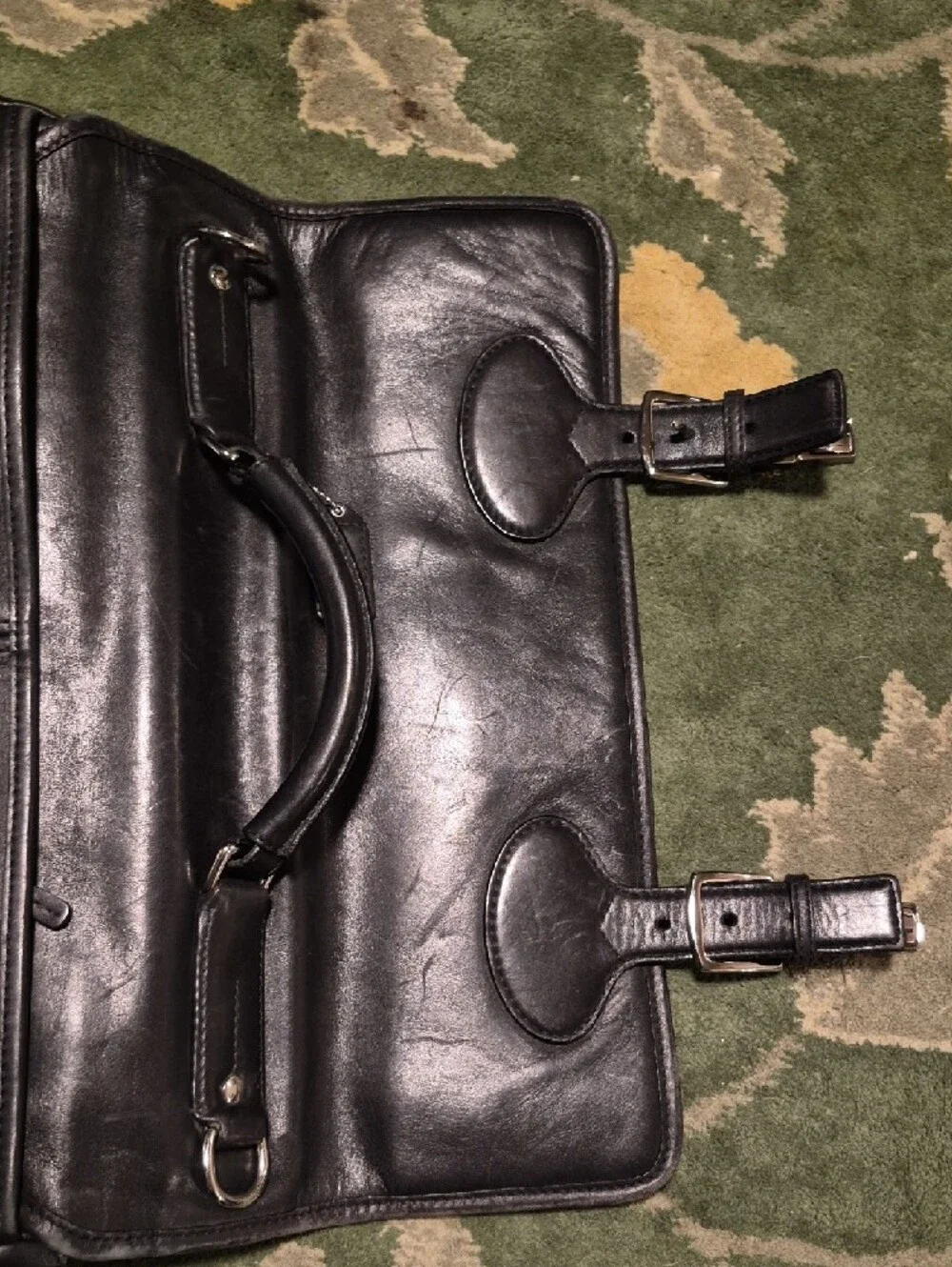 Coach Black Leather Double-Buckle Briefcase